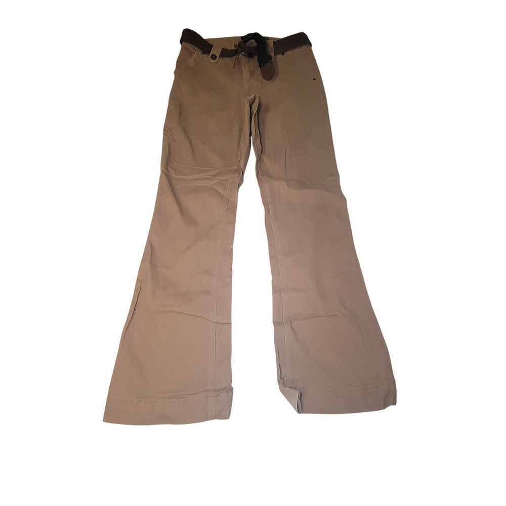 One 5 One Womens Size 12 Tan Wide Leg Chino Pants Belted Mid Rise‎